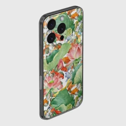 Чехол для iPhone 16 Pro силиконовый с защитой камеры Карпы кои в зелени - фото 2