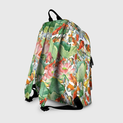 Рюкзак 3D с принтом Карпы кои в зелени, вид сзади #1