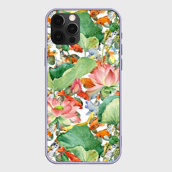 Чехол для iPhone 12 Pro Карпы кои в зелени