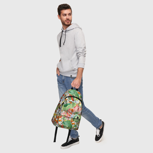 Рюкзак 3D с принтом Карпы кои в зелени, фото #5