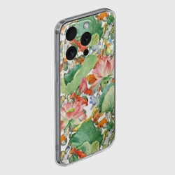 Чехол для iPhone 15 Pro Max силиконовый с защитой камеры Карпы кои в зелени - фото 2