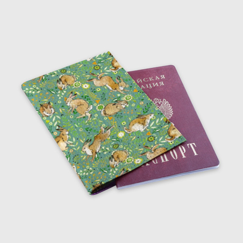Обложка для паспорта матовая кожа Милые зайчата, цвет фиолетовый - фото 3