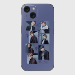 Чехол для iPhone 15 силиконовый с защитой камеры BTS