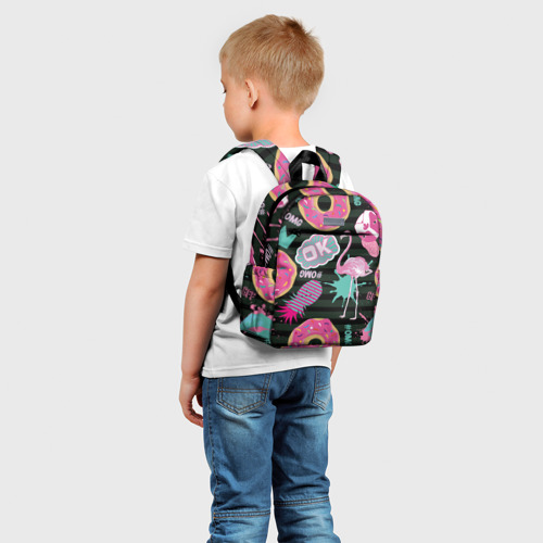 Детский рюкзак 3D Пончики, мопсы и фламинго. - фото 3