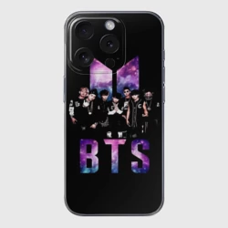 Чехол для iPhone 15 Pro Max силиконовый с защитой камеры BTS army