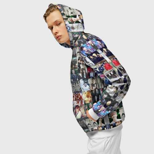 Мужская толстовка 3D на молнии BTS Collage, цвет белый - фото 5