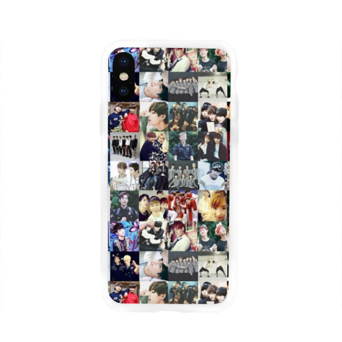 Чехол для Apple iPhone X силиконовый глянцевый BTS Collage Фото 01 Чехол для Apple iPhone X силиконовый глянцевый BTS Collage Фото 01