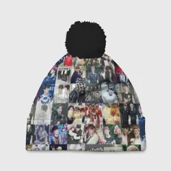 Шапка 3D c помпоном BTS Collage