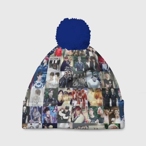 Шапка 3D c помпоном BTS Collage