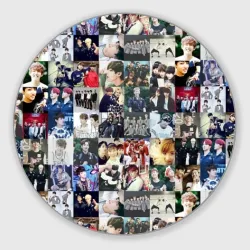 Круглый коврик для мышки BTS Collage