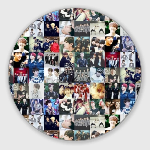 Круглый коврик для мышки BTS Collage