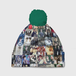 Шапка 3D c помпоном BTS Collage