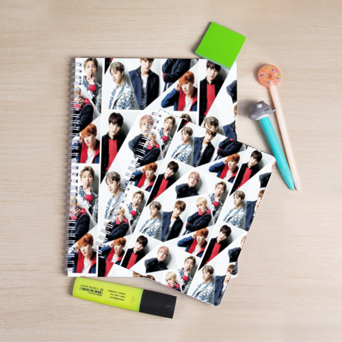 Тетрадь BTS collage, цвет клетка - фото 3