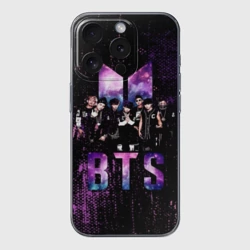 Чехол для iPhone 15 Pro Max силиконовый с защитой камеры BTS