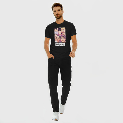 Мужская футболка хлопок Slim BTS, цвет черный - фото 5