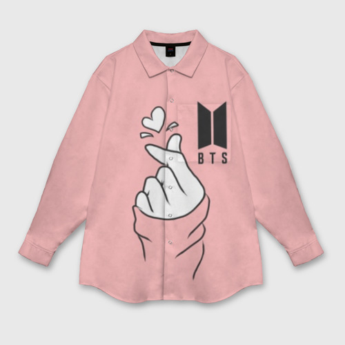 Мужская рубашка oversize 3D BTS, цвет белый