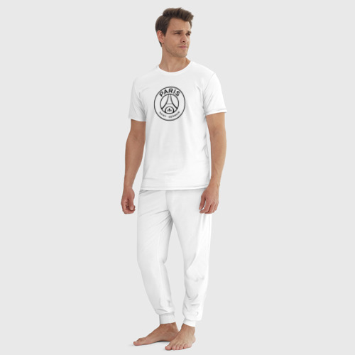 Мужская пижама хлопок PSG, цвет белый - фото 5