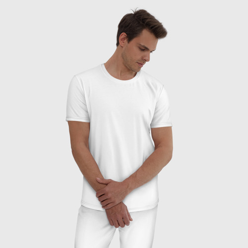 Мужская пижама хлопок PSG, цвет белый - фото 3