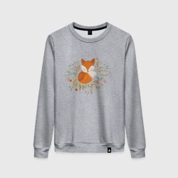 Женский свитшот хлопок Лиса в цветах