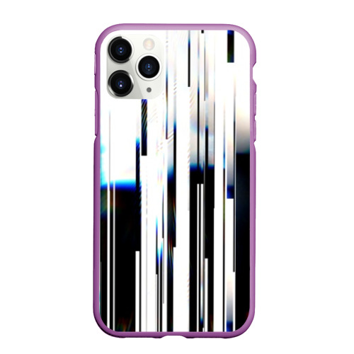 Чехол для iPhone 11 Pro Max матовый Абстракция Глитч, цвет фиолетовый