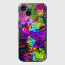 Чехол для iPhone 15 силиконовый с защитой камеры Буйство цвета