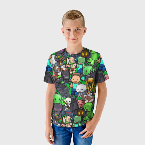 Детская футболка 3D с принтом Майнкрафт, фото на моделе #1