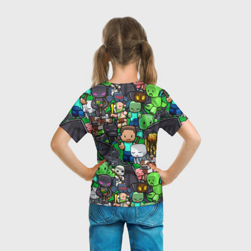 Детская футболка 3D с принтом Майнкрафт, вид сзади #2