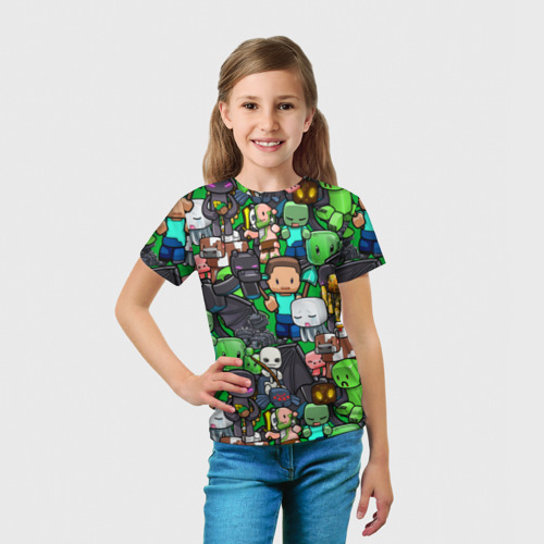 Детская футболка 3D с принтом Майнкрафт, вид сбоку #3
