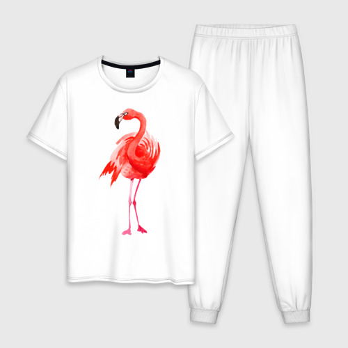 Мужская пижама хлопок Фламинго, цвет белый