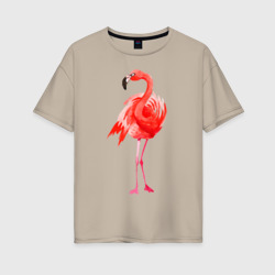 Женская футболка хлопок Oversize Фламинго