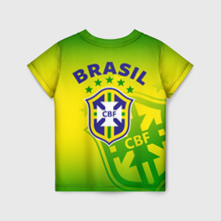 Футболка с принтом Бразилия для мужчины, вид сзади №1. Цвет основы: белый