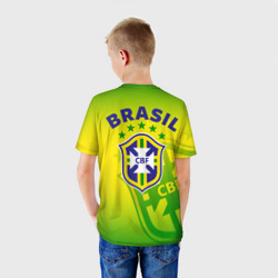 Футболка с принтом Бразилия для мужчины, вид на модели сзади №2. Цвет основы: белый