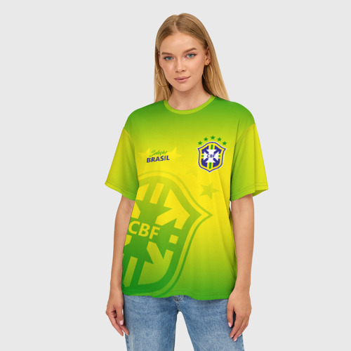 Женская футболка oversize 3D Бразилия, цвет 3D печать - фото 3