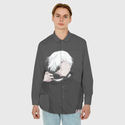 Мужская рубашка oversize 3D Kaneki Ken снимает маску - фото 2