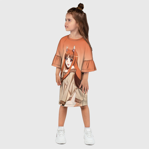 Детское платье 3D Милая аниме девочка-оборотень - Волчица и пряности, цвет 3D печать - фото 3