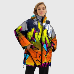 Женская зимняя куртка Oversize Неоновое граффити - фото 2