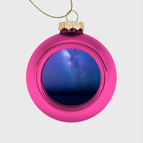 Стеклянный ёлочный шар Космос, цвет розовый