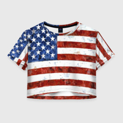 Женская футболка Crop-top 3D США флаг