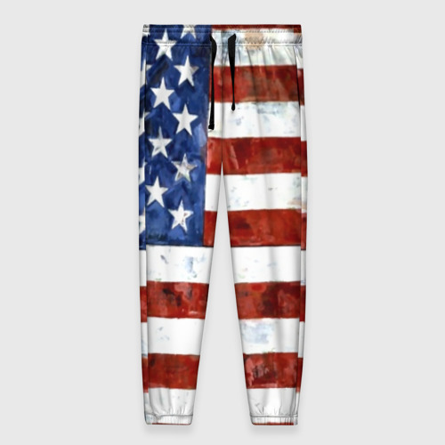 Женские брюки 3D с принтом США ФЛАГ, вид спереди #2