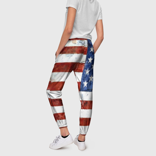 Женские брюки 3D с принтом США ФЛАГ, вид сзади #2
