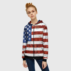 Женская толстовка 3D на молнии США флаг - фото 2