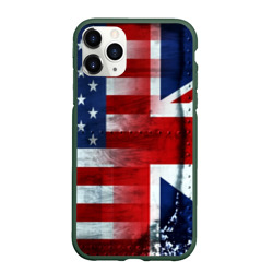 Чехол для iPhone 11 Pro Max матовый Англия & Америка флаги