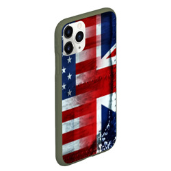 Чехол для iPhone 11 Pro Max матовый Англия & Америка флаги - фото 2