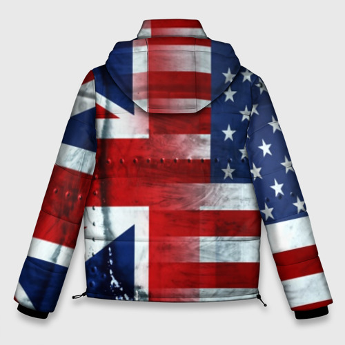 Мужская зимняя куртка 3D с принтом Англия&Америка, вид сзади #1