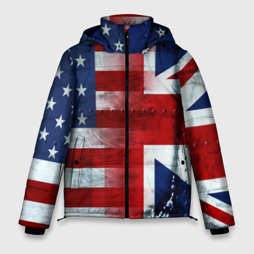 Мужская зимняя куртка 3D с принтом Англия&Америка, вид спереди #2