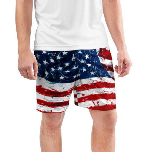 Мужские шорты спортивные Американский флаг Фото 01.