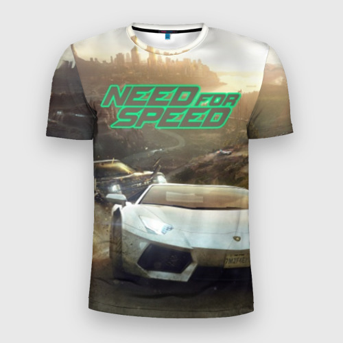 Мужская футболка приталенная с принтом Need for Speed, вид спереди №1