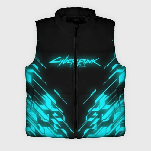 Мужской жилет утепленный 3D Cyberpunk 2077 neon неон