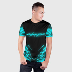 Мужская футболка 3D Slim Cyberpunk 2077 neon неон - фото 2