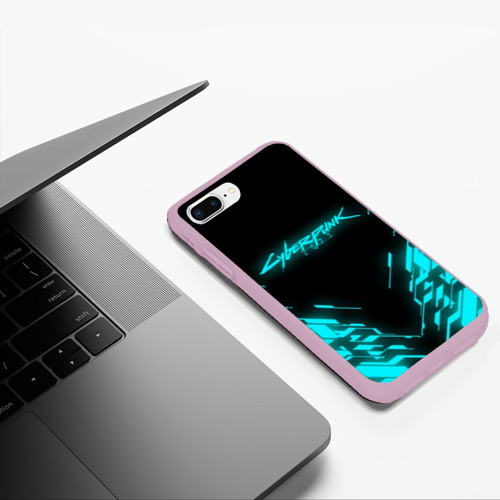 Чехол для iPhone 7Plus/8 Plus матовый Cyberpunk 2077 neon неон, цвет розовый - фото 5